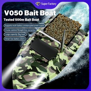 Camouflage V050 Intelligent Remote Control Automatic High-Power Bait Boat 500M Fixed Speed Cruise Large Capacity Fishing Boat