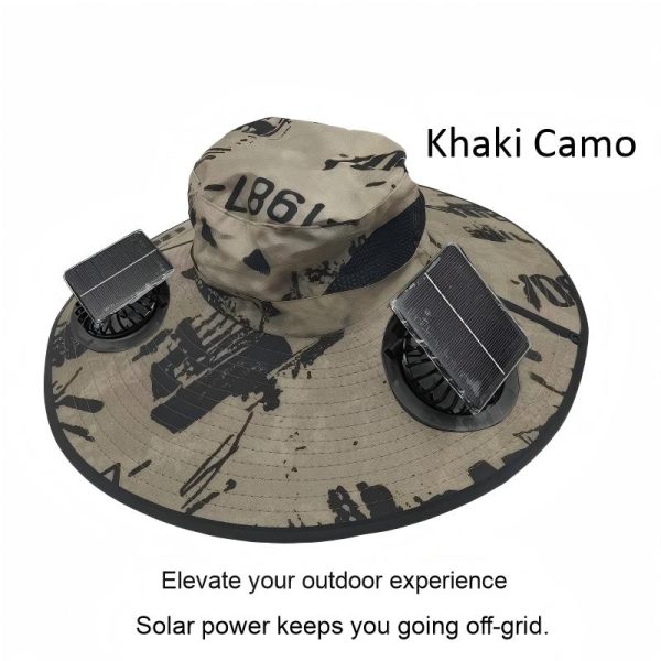 USB Solar Fan Hat for Men Summer Outdoor UV Protection Wide Brim Fishing Bucket Hat Sun Visor Cap