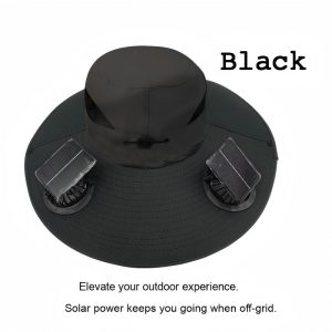 USB Solar Fan Hat for Men Summer Outdoor UV Protection Wide Brim Fishing Bucket Hat Sun Visor Cap - 图片 5