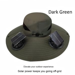 USB Solar Fan Hat for Men Summer Outdoor UV Protection Wide Brim Fishing Bucket Hat Sun Visor Cap - 图片 7