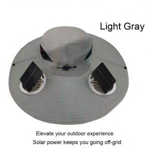 USB Solar Fan Hat for Men Summer Outdoor UV Protection Wide Brim Fishing Bucket Hat Sun Visor Cap - 图片 8