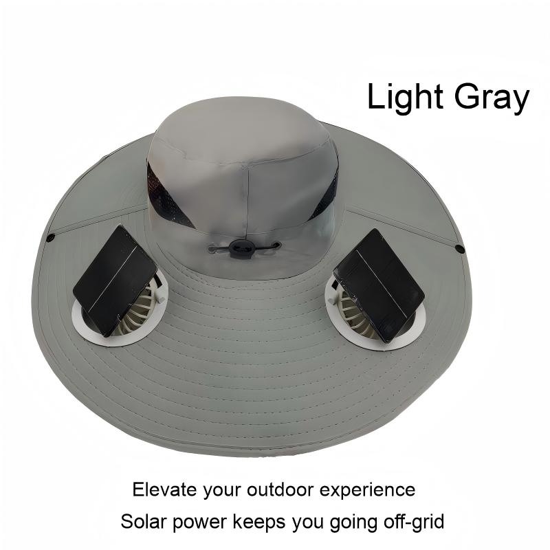 USB Solar Fan Hat for Men Summer Outdoor UV Protection Wide Brim Fishing Bucket Hat Sun Visor Cap - 图片 8