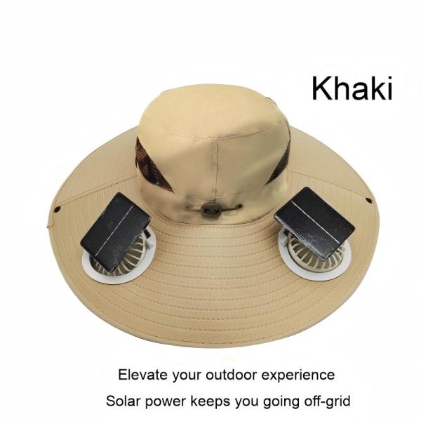 USB Solar Fan Hat for Men Summer Outdoor UV Protection Wide Brim Fishing Bucket Hat Sun Visor Cap