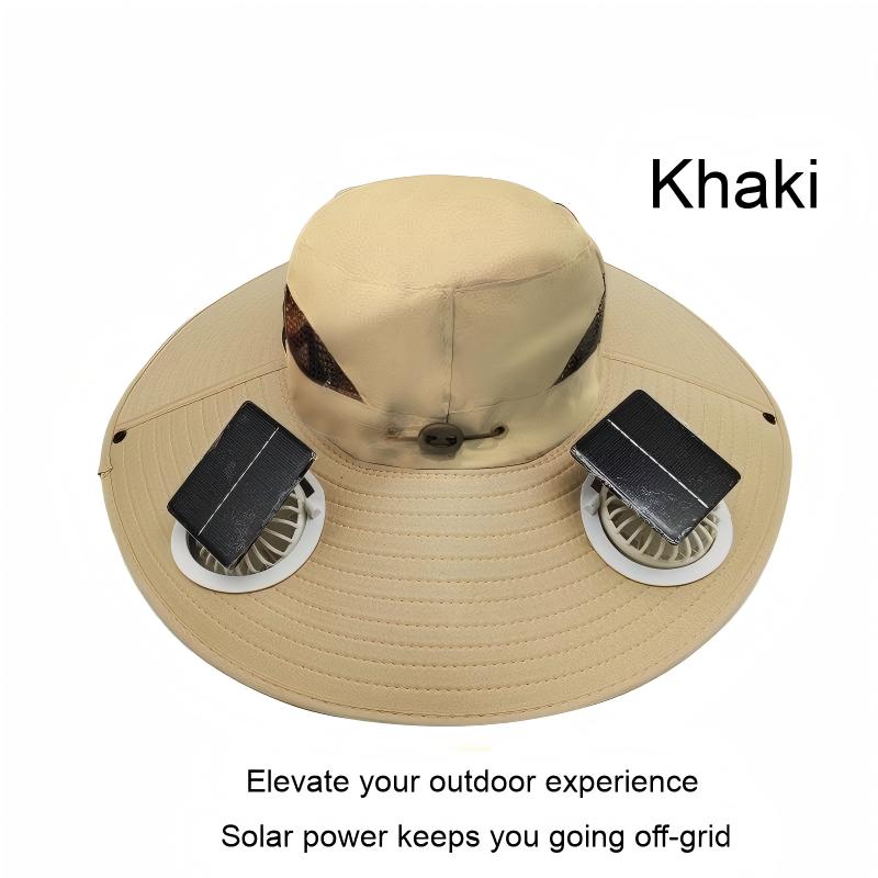 USB Solar Fan Hat for Men Summer Outdoor UV Protection Wide Brim Fishing Bucket Hat Sun Visor Cap - 图片 10