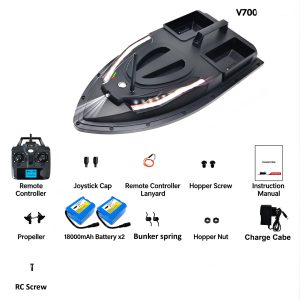 RC Fishing Bait Boat 500m Range Dual Magnetic Bait Hoppers Bright Night & Turn Lights