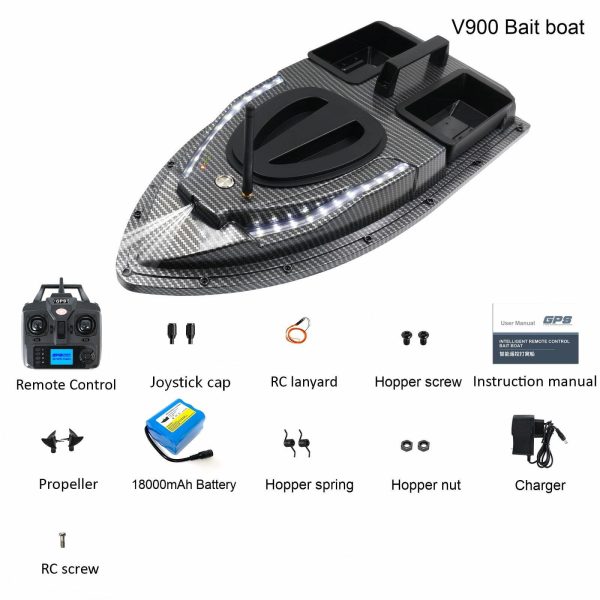 V900 GPS Fishing Bait Boat Intelligent Bait Thrower 40 Points Positioning One-Key Return 500M Remote Control Fishing Boat
