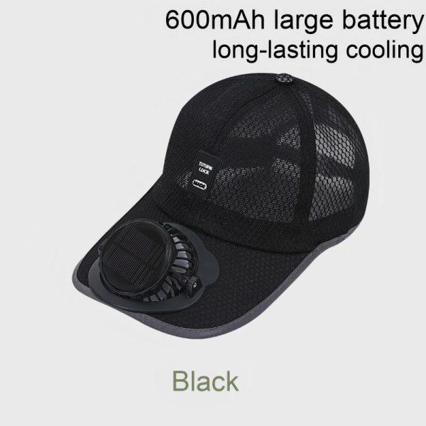 Summer USB & Solar Rechargeable Fan Cap, Outdoor Fishing & Sports Mesh Sun Hat, Breathable & Sun Protection Baseball Hat for Fishing & Outdoor Activities