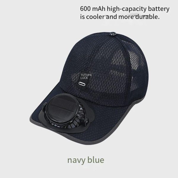 Summer USB & Solar Rechargeable Fan Cap, Outdoor Fishing & Sports Mesh Sun Hat, Breathable & Sun Protection Baseball Hat for Fishing & Outdoor Activities