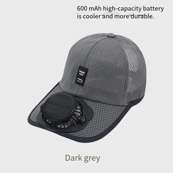 Summer USB & Solar Rechargeable Fan Cap, Outdoor Fishing & Sports Mesh Sun Hat, Breathable & Sun Protection Baseball Hat for Fishing & Outdoor Activities