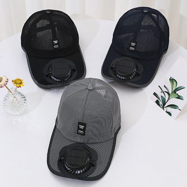 Summer USB & Solar Rechargeable Fan Cap, Outdoor Fishing & Sports Mesh Sun Hat, Breathable & Sun Protection Baseball Hat for Fishing & Outdoor Activities