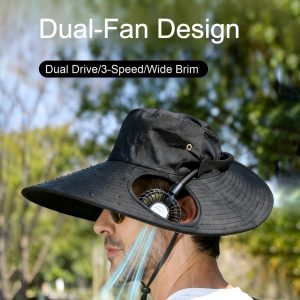 Solar Powered Fan Cap, Outdoor Fishing & Hiking Sun Hat, USB Rechargeable, Men’s Sun Protection Fisherman Hat - 图片 2